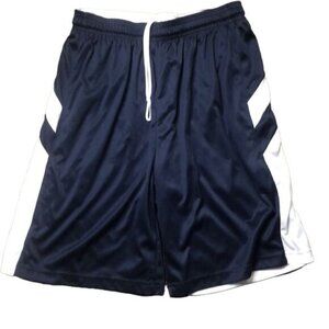 Alleson men’s reversible tie waist athletic shorts navy blue & white size medium